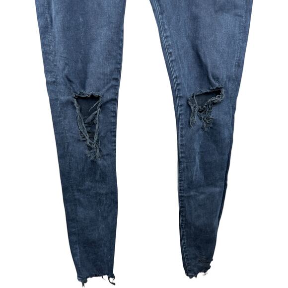 AGOLDE Black Distressed Skinny Jeans Women’s 27 High Rise Raw Hem Cotton Spandex - Picture 6 of 10